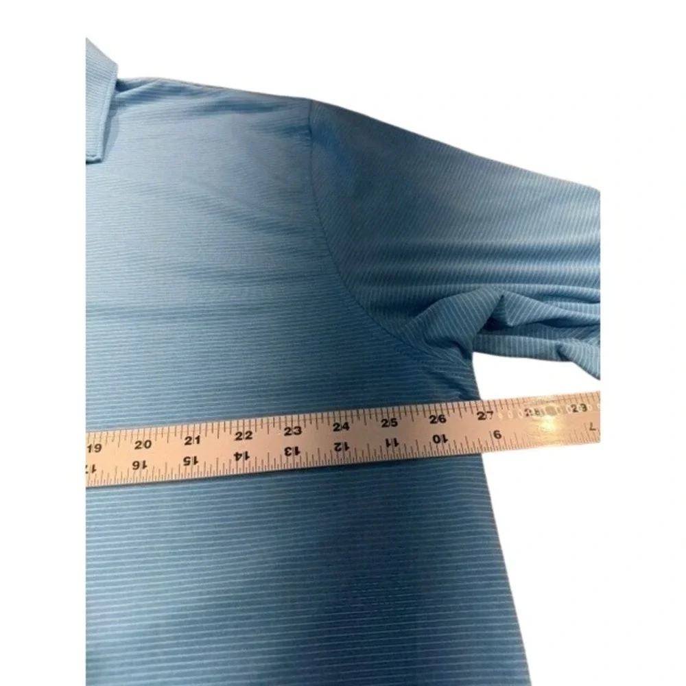 Peter Millar Summer Comfort Polo Shirt Mens XXL Blue White Micro Stripe Golf EUC